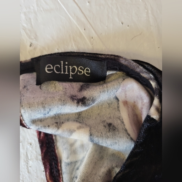 Eclipse Black and Purple Floral Mini Dress, Size Medium - Picture 3 of 5